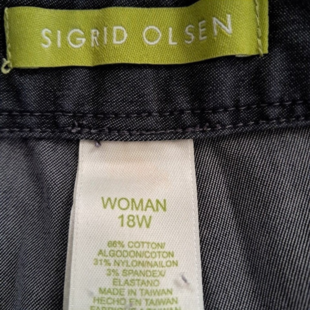 Sigrid Olsen 18W Charcoal Gray Wide Leg Dress Pants Stretch Cotton Office - Picture 6 of 6